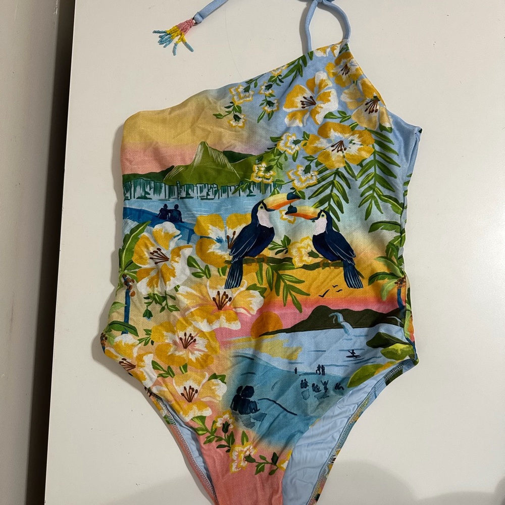 Farm Rio Colorful Rio One-Piece Swimsuit Women’s Size Medium Tropical Print - Picture 8 of 14